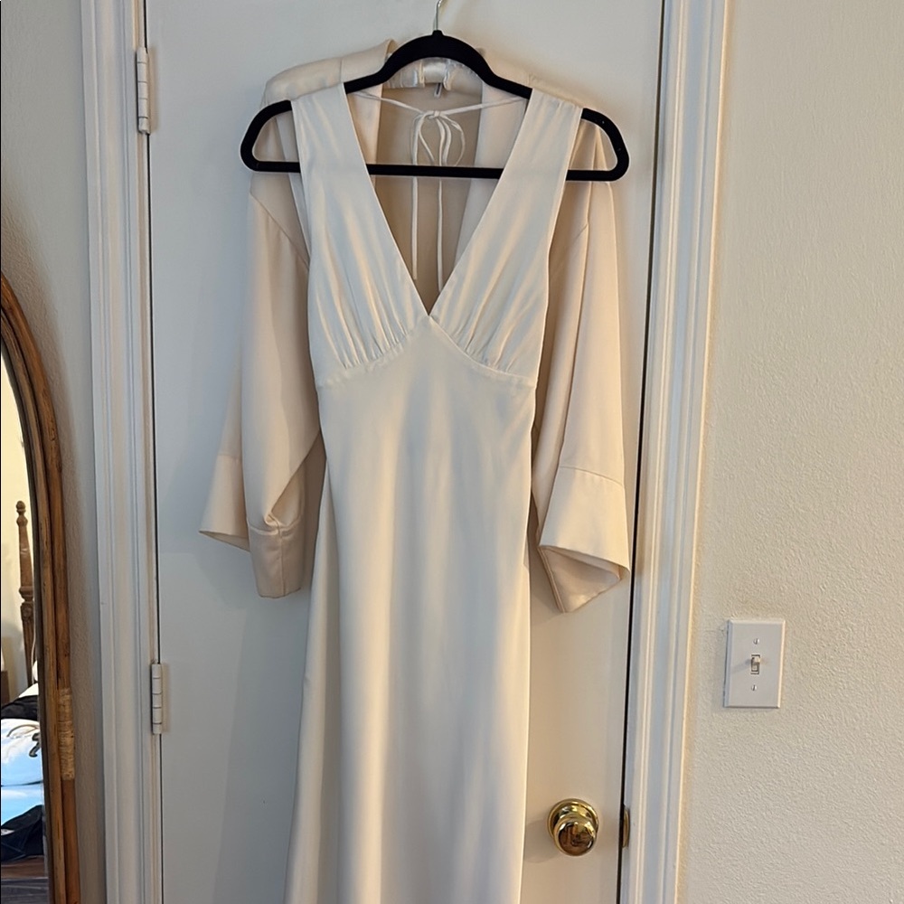 Abercrombie Backless Cream Silk Dress